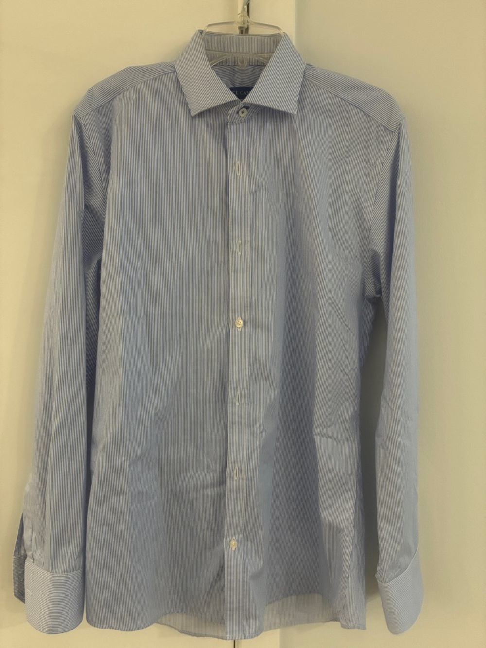 Vince Camuto Men's Light Blue Pinstripe Dress Shirt - Classic Collar